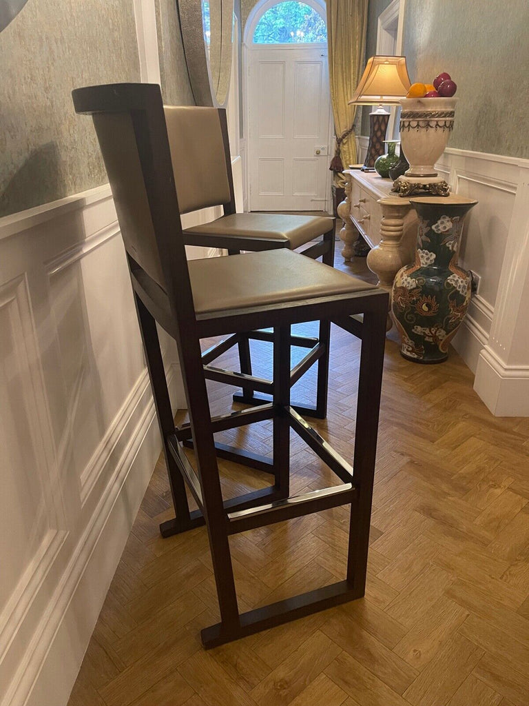 Ex Showhome B&B Itlia Musa Barstool rrp£1750 leather hardwood Nickle bar stool A