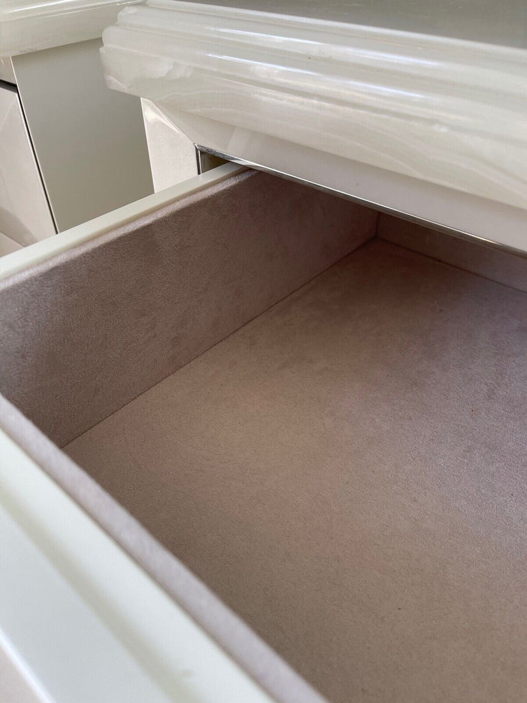 Bill Cleyndert & Company White Marble pearlized pair of bedside chest rrp£30,000