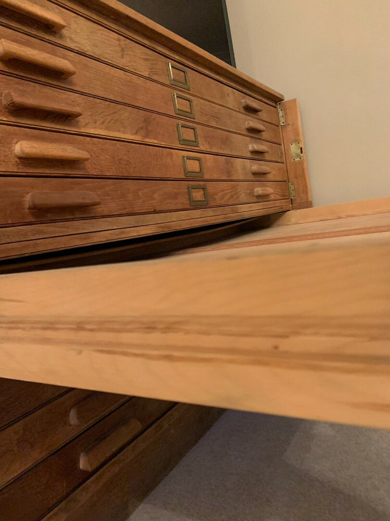 Antique Early 20th Century extra large oak map chest, architects drawers