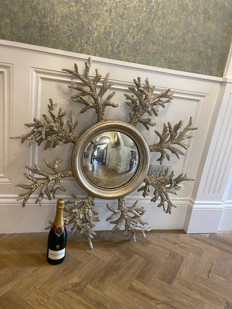 Superb John Richard Cast metal Coral convex Eglomise wall mirror rrp £2850