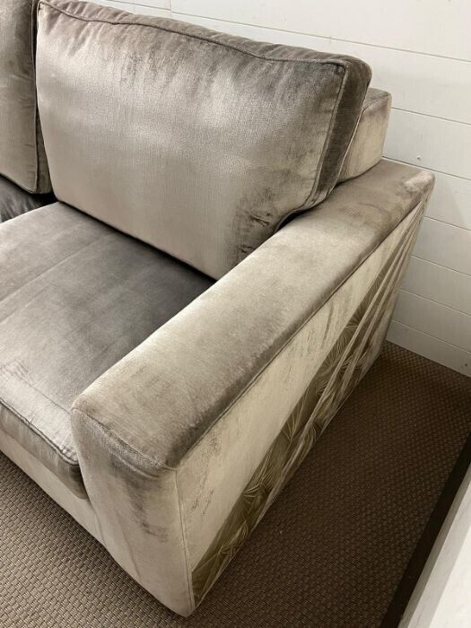 HUGE Chelsea Harbour Interior designer velvet & Leather detailed sofa 280cm wide