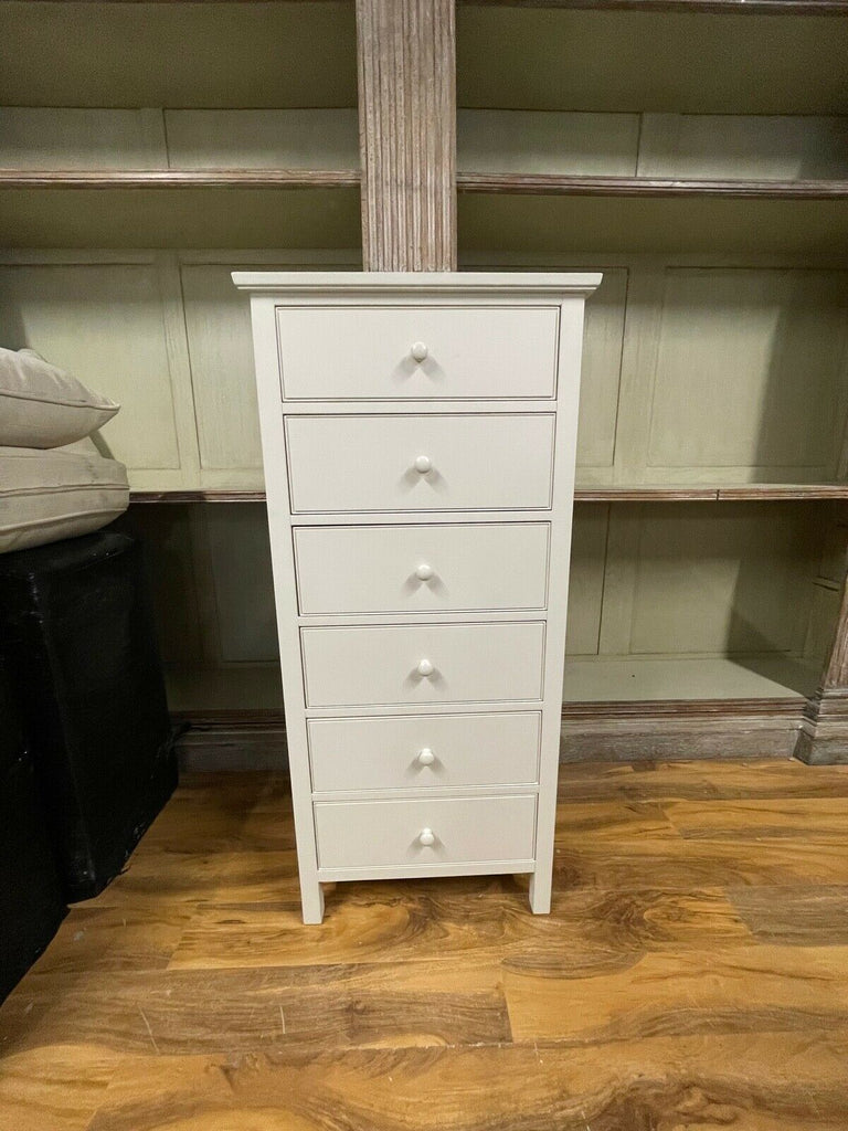 Feather and black extra tall tallboy chest of 6 drawers Neptune cream rrp £1115