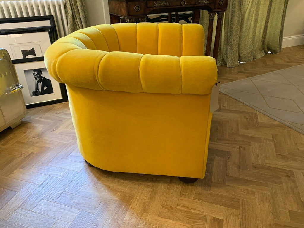 EX Display George Smith Yellow Mohair Channeled armchair rrp £6300