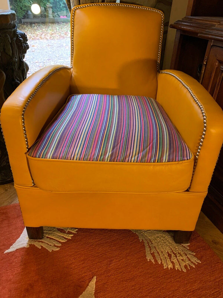Ex Display Timothy Oulton Mustard Leather Oxford armchair rrp £3300