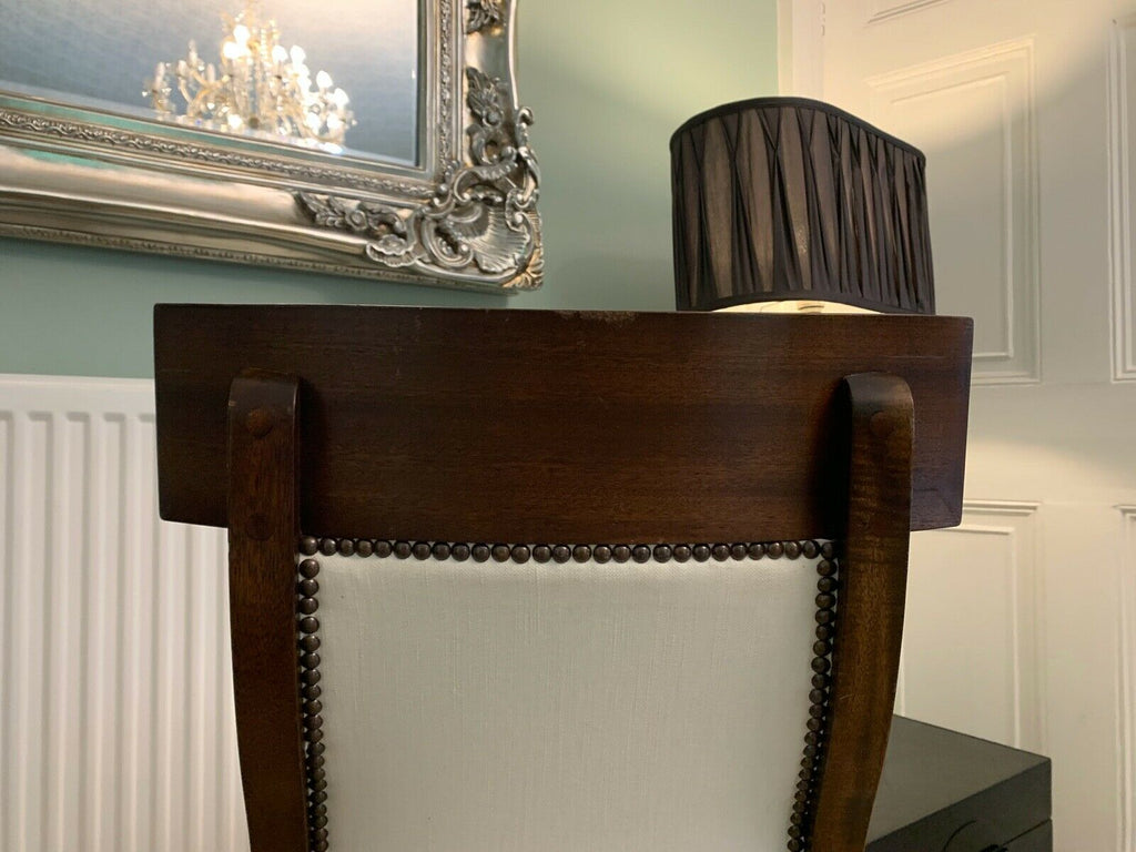 Ex Display George Smith white linen Klysmos  side desk chair rrp £2400