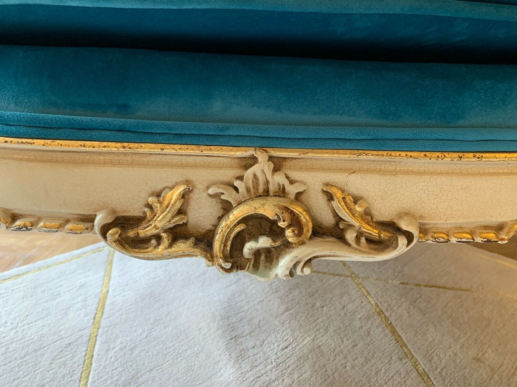 Genuine Silik Italian rococo armchair with George smith turquoise fabric