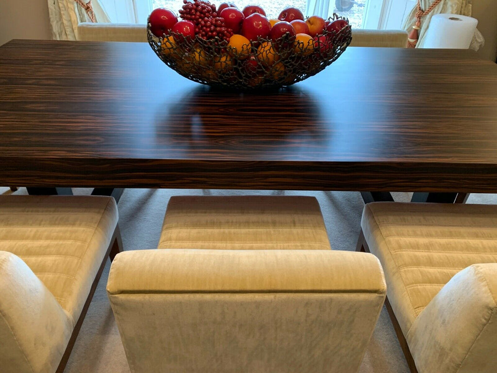 David Linley London Lizzard Macassar dining table &  8 Dice chairs rrp £41,400