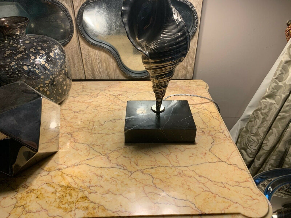 Bella Figura Shell Table Lamp, marble base nickel shell with shade rrp £1850