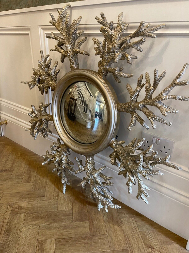 Superb John Richard Cast metal Coral convex Eglomise wall mirror rrp £2850