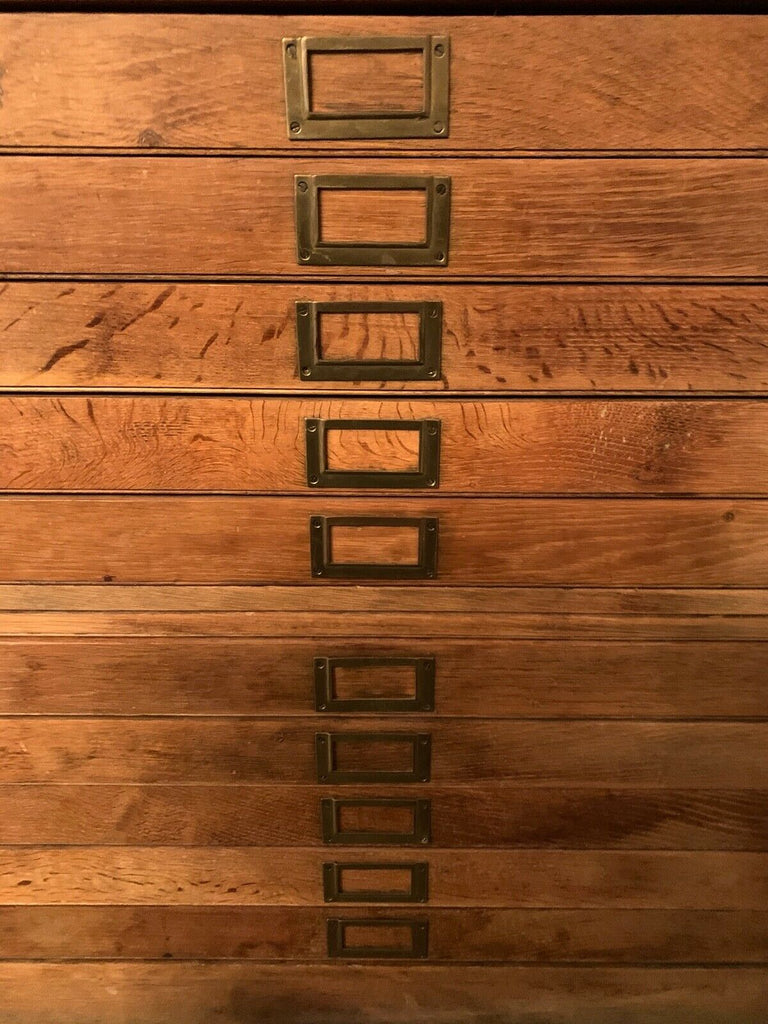 Antique Early 20th Century extra large oak map chest, architects drawers