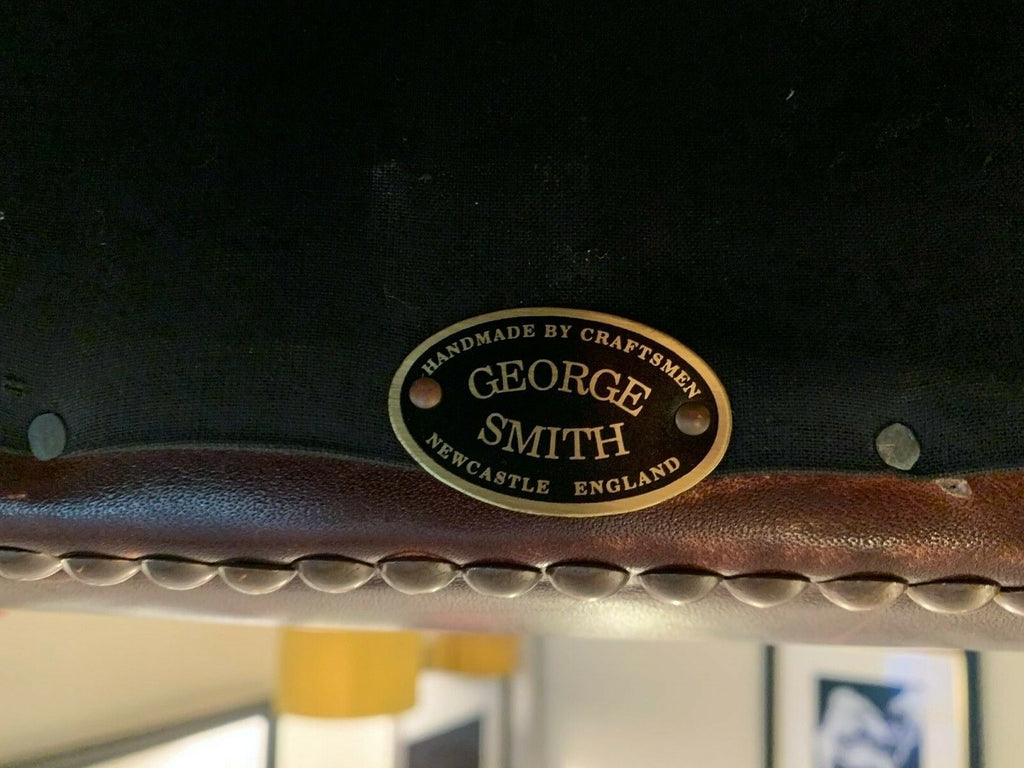 Superb George Smith Brown Leather hand dyed large ottoman foot stool rrp £3200 B
