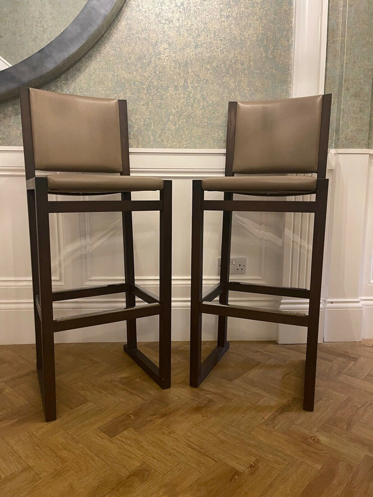 Ex Showhome B&B Itlia Musa Barstool rrp£1750 leather hardwood Nickle bar stool B
