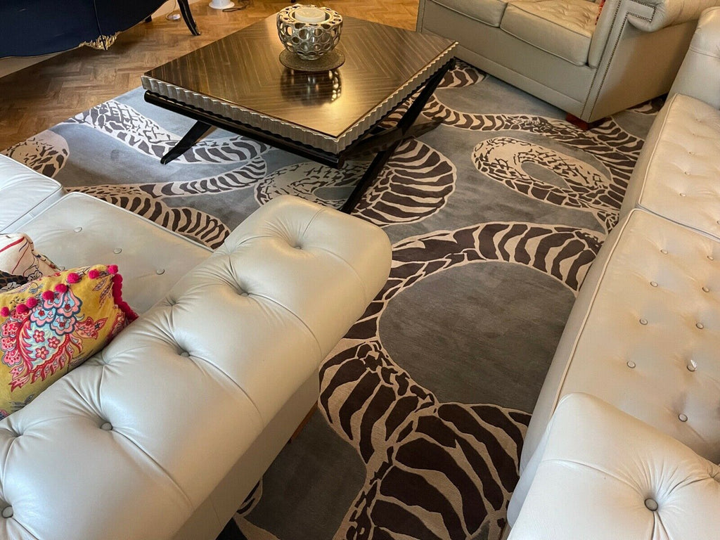 Suite of David Linley Pimlico sofa 4 + 3 + 2 seater Learjet grey leather rrp£52K