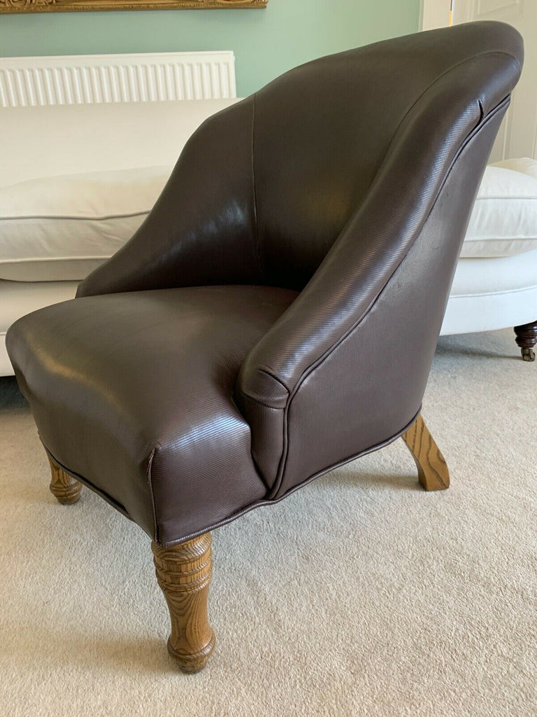 Ex Display Childs George Smith Small Eve brown leather chair, tub armchair