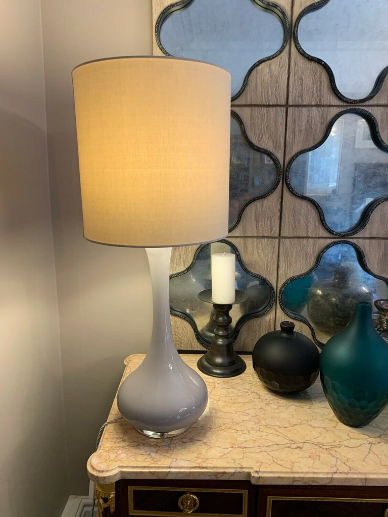 Quality pair of Porta Romana Grace Tall  table lamp grey shade, rrp £3800