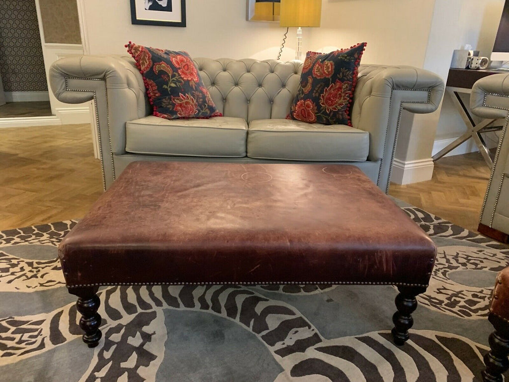 Superb George Smith Brown Leather hand dyed large ottoman foot stool rrp £3200 B
