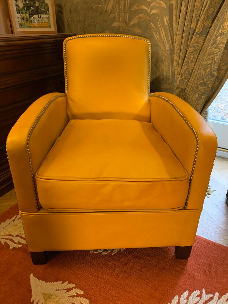 Ex Display Timothy Oulton Mustard Leather Oxford armchair rrp £3300