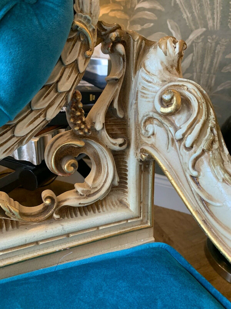 Genuine Silik Italian rococo armchair with George smith turquoise fabric