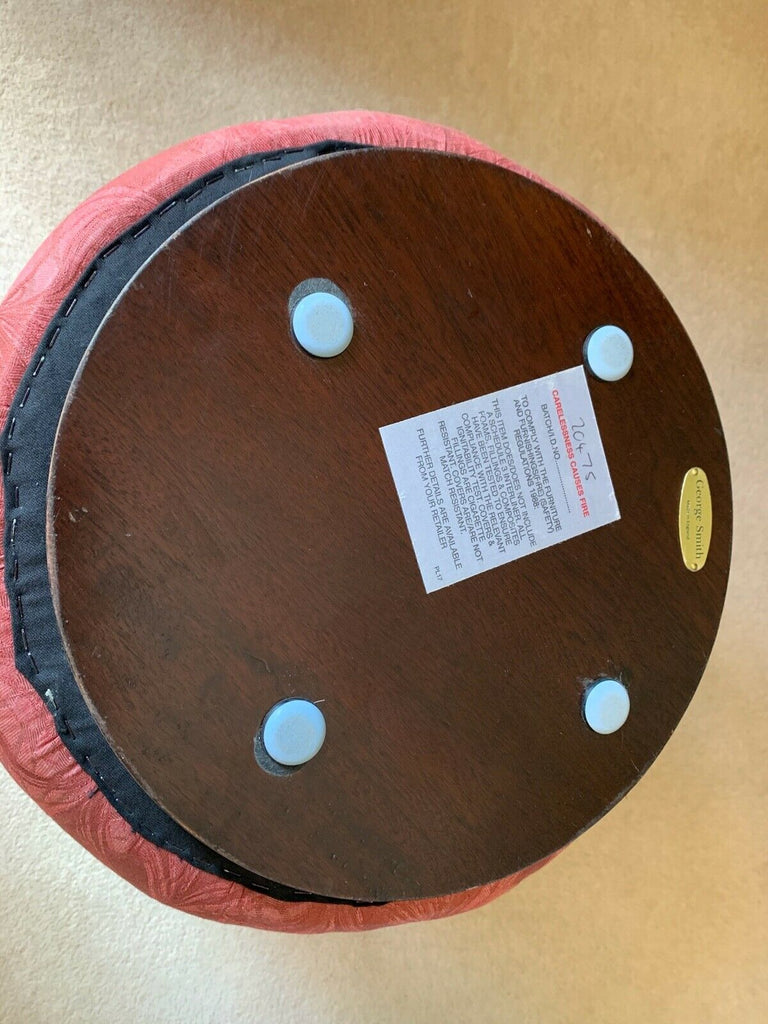 Superb Ex Display George Smith Baby Drum stool Red Wine Silk Feather rrp £1400