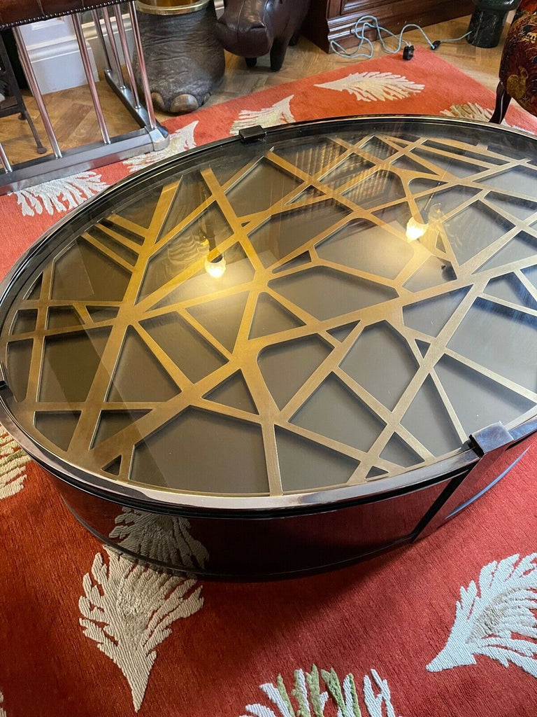 Kravt Original Brass and smoked glass Oval Coffee table