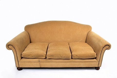 George Smith Morrison 3 seater sofa settee, beige basketweave fabric