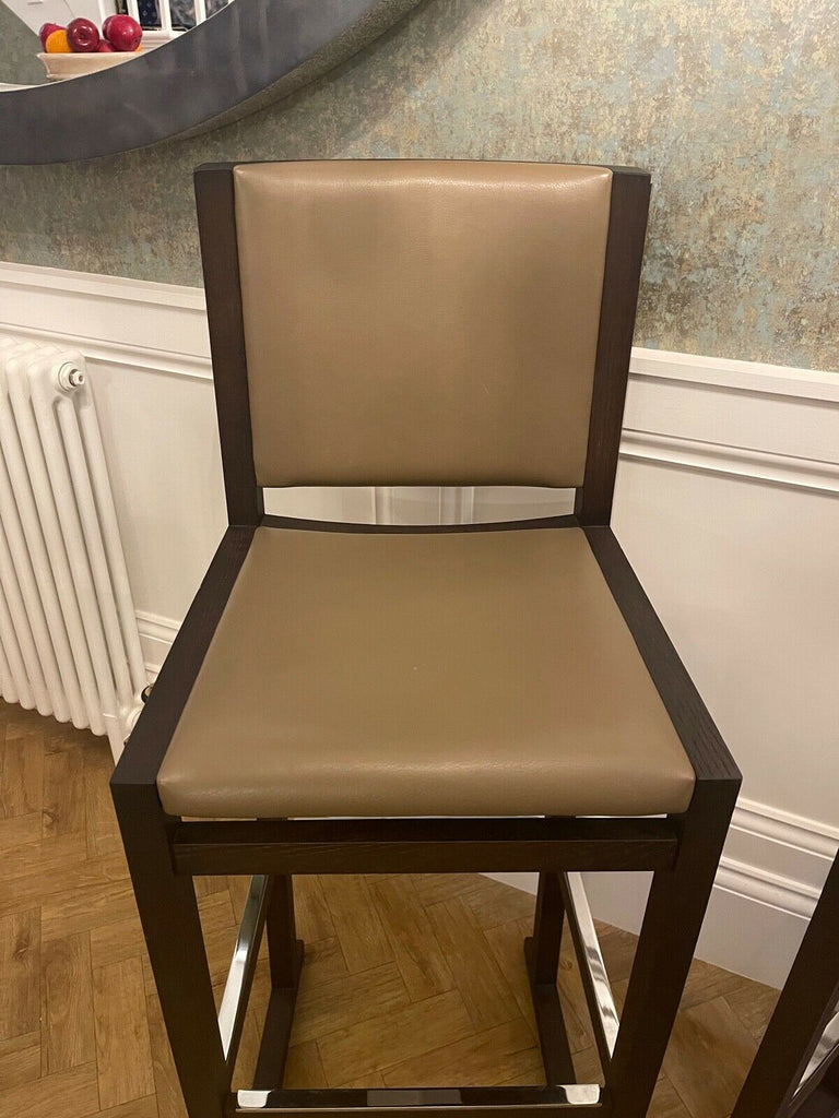 Ex Showhome B&B Itlia Musa Barstool rrp£1750 leather hardwood Nickle bar stool B