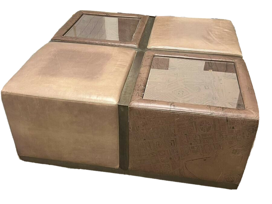 AMAZING Interior Designer Bronze and leather stool coffee table cost thousands!!