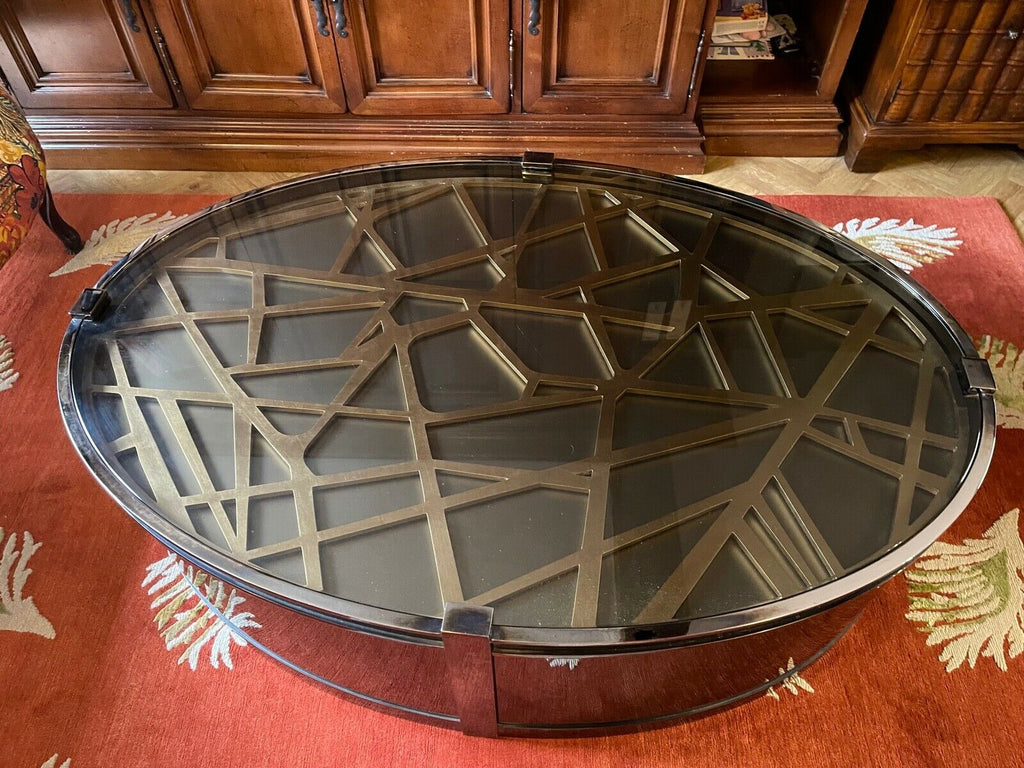 Kravt Original Brass and smoked glass Oval Coffee table