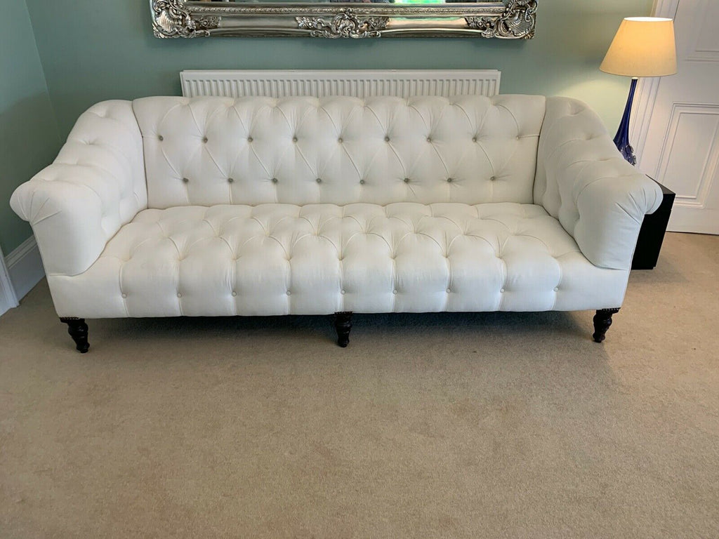 Ex Display George Smith Seaton sofa white linen deep buttoned rrp £11800