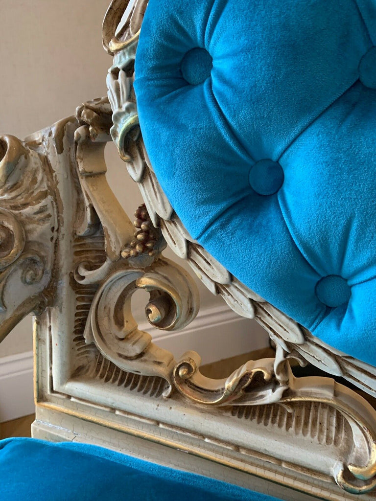 Genuine Silik Italian rococo armchair with George smith turquoise fabric