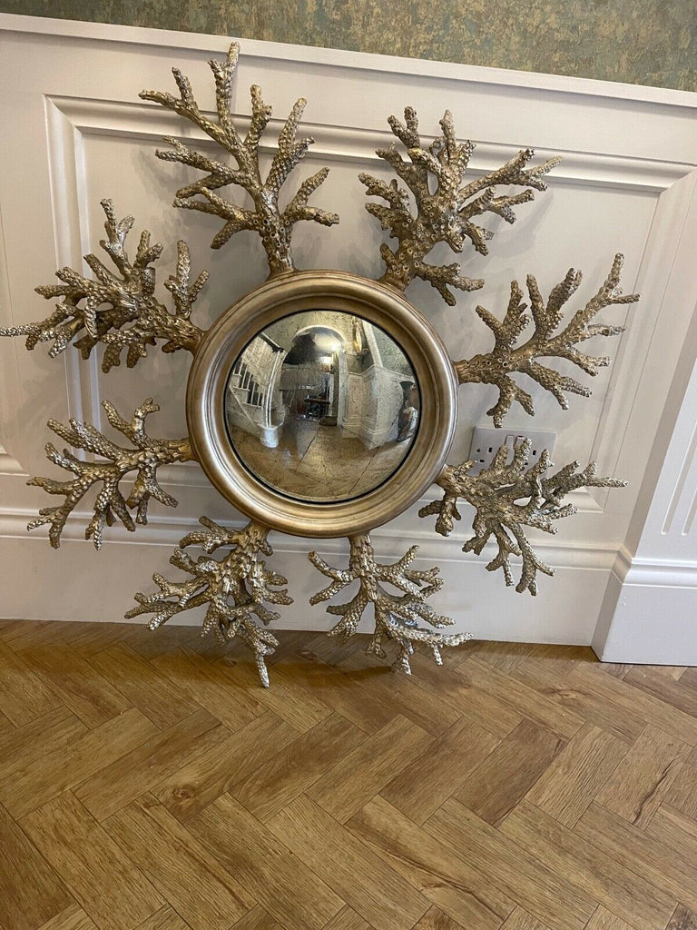 Superb John Richard Cast metal Coral convex Eglomise wall mirror rrp £2850