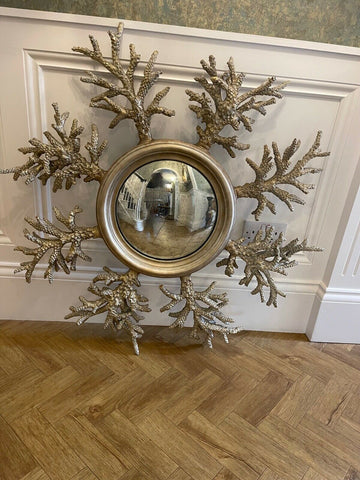 Superb John Richard Cast metal Coral convex Eglomise wall mirror rrp £2850