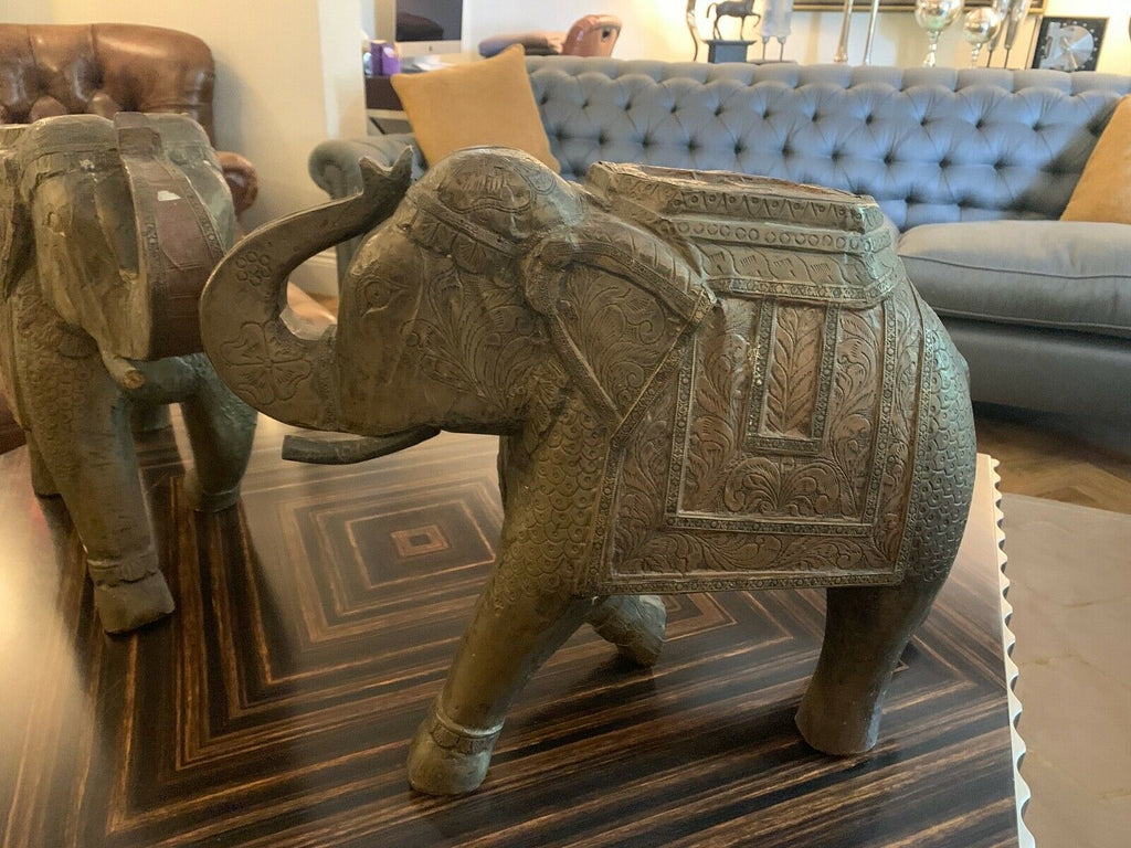Super Trendy Asian Elephants brass foiled interior design statement ornament