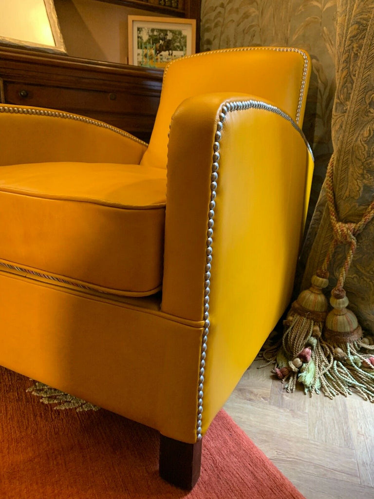 Ex Display Timothy Oulton Mustard Leather Oxford armchair rrp £3300
