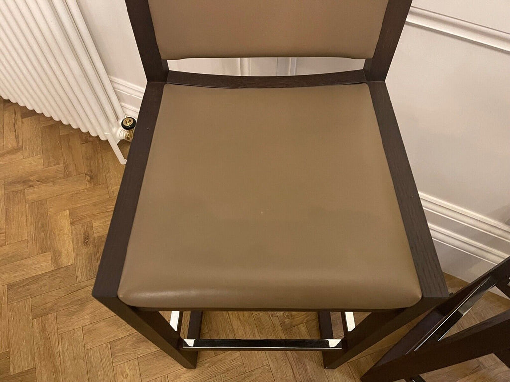 Ex Showhome B&B Itlia Musa Barstool rrp£1750 leather hardwood Nickle bar stool B