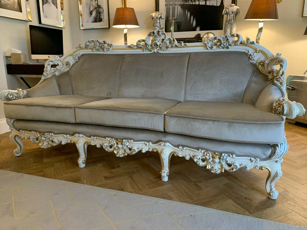 Genuine Silik rococo Italian Suite sofa & chair covered with George Smith fabric