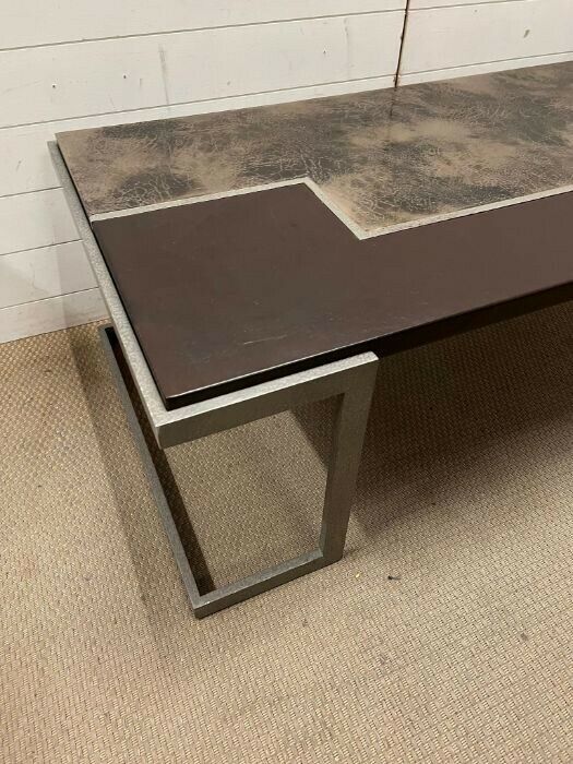 Interior design ex showhome bronze iron coffee table  leather top Cost THOUSANDS