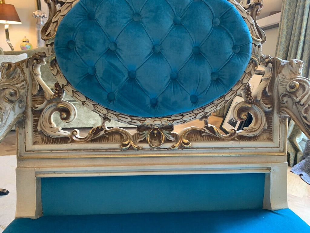 Genuine Silik Italian rococo armchair with George smith turquoise fabric