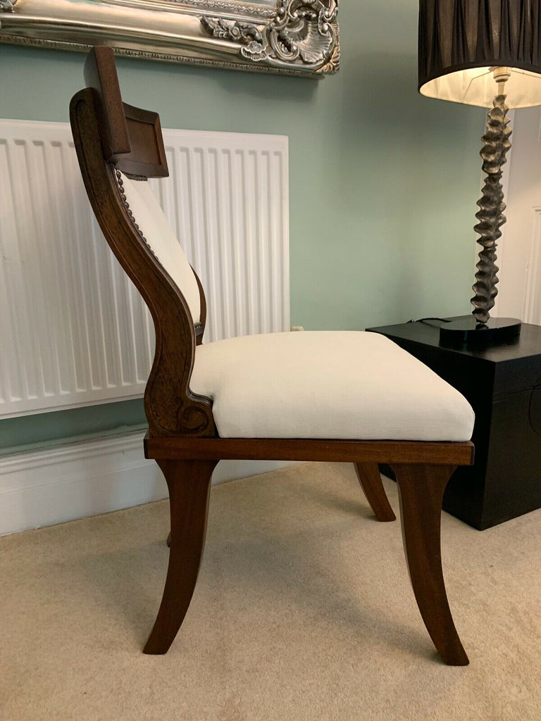 Ex Display George Smith white linen Klysmos  side desk chair rrp £2400