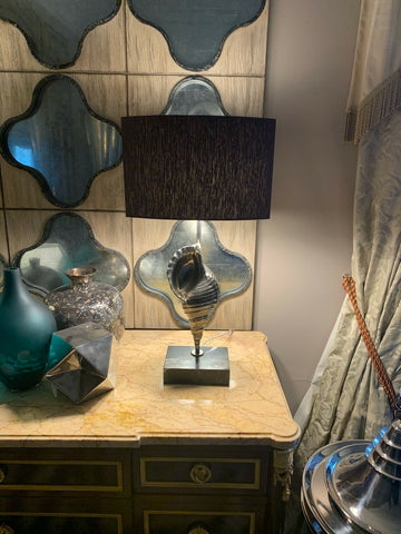 Bella Figura Shell Table Lamp, marble base nickel shell with shade rrp £1850