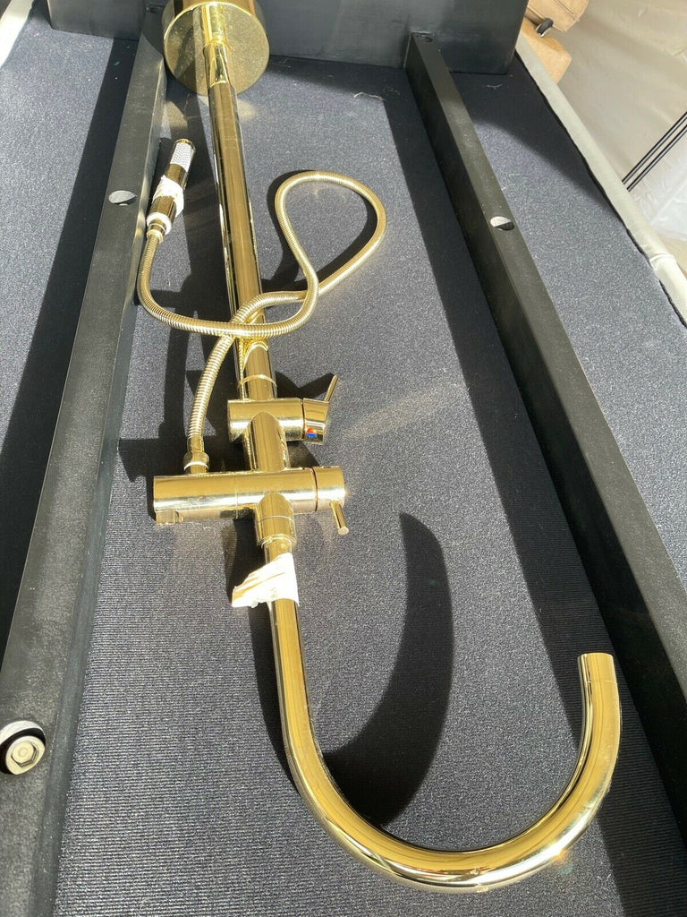 Ex Showhome, Maison Valentina Sierra Symphony round gold bath & taps rrp £26,999