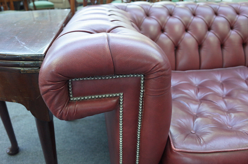 David Linley Pimlico Chesterfield oxblood red leather sofa settee rrp £18,500 B