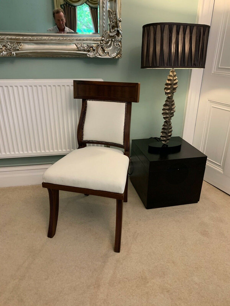 Ex Display George Smith white linen Klysmos  side desk chair rrp £2400