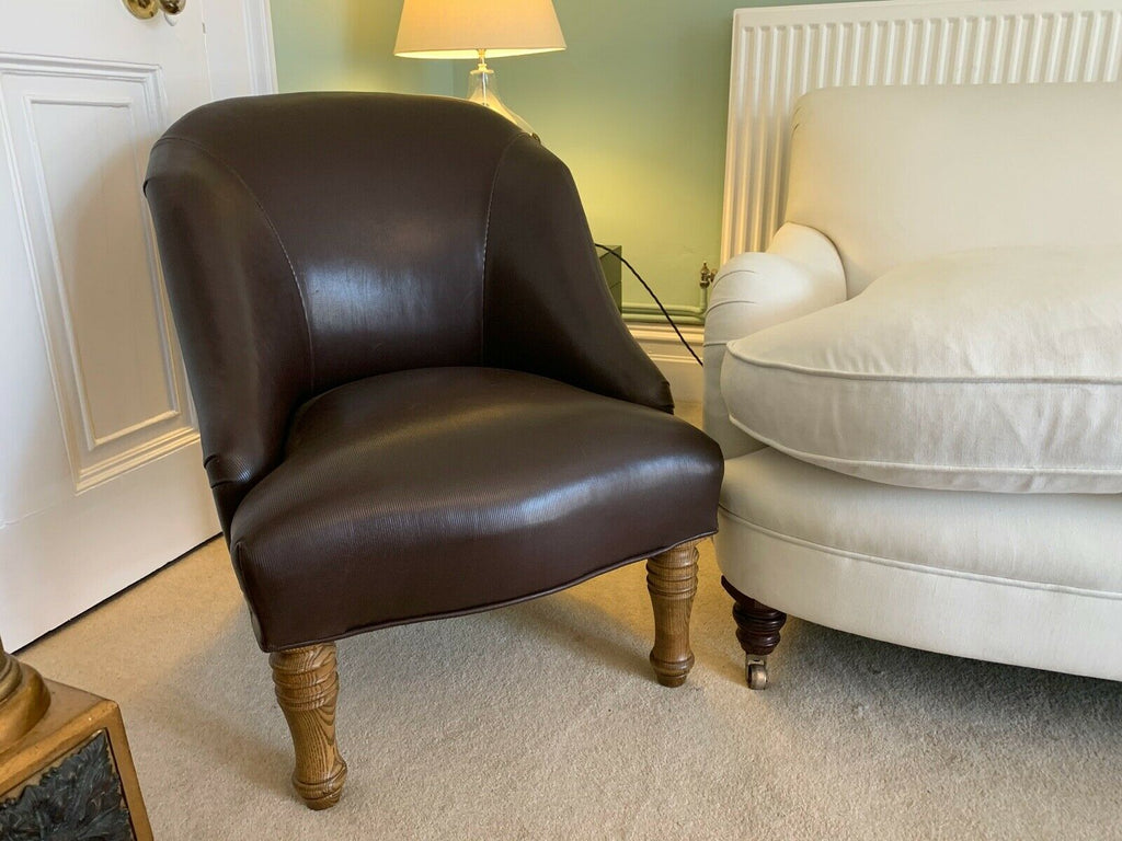 Ex Display Childs George Smith Small Eve brown leather chair, tub armchair