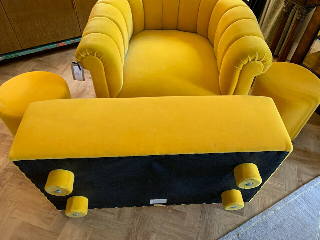 Ex Display George Smith Yellow Mohair Ilse CrawfordFootstool stool rrp £3140