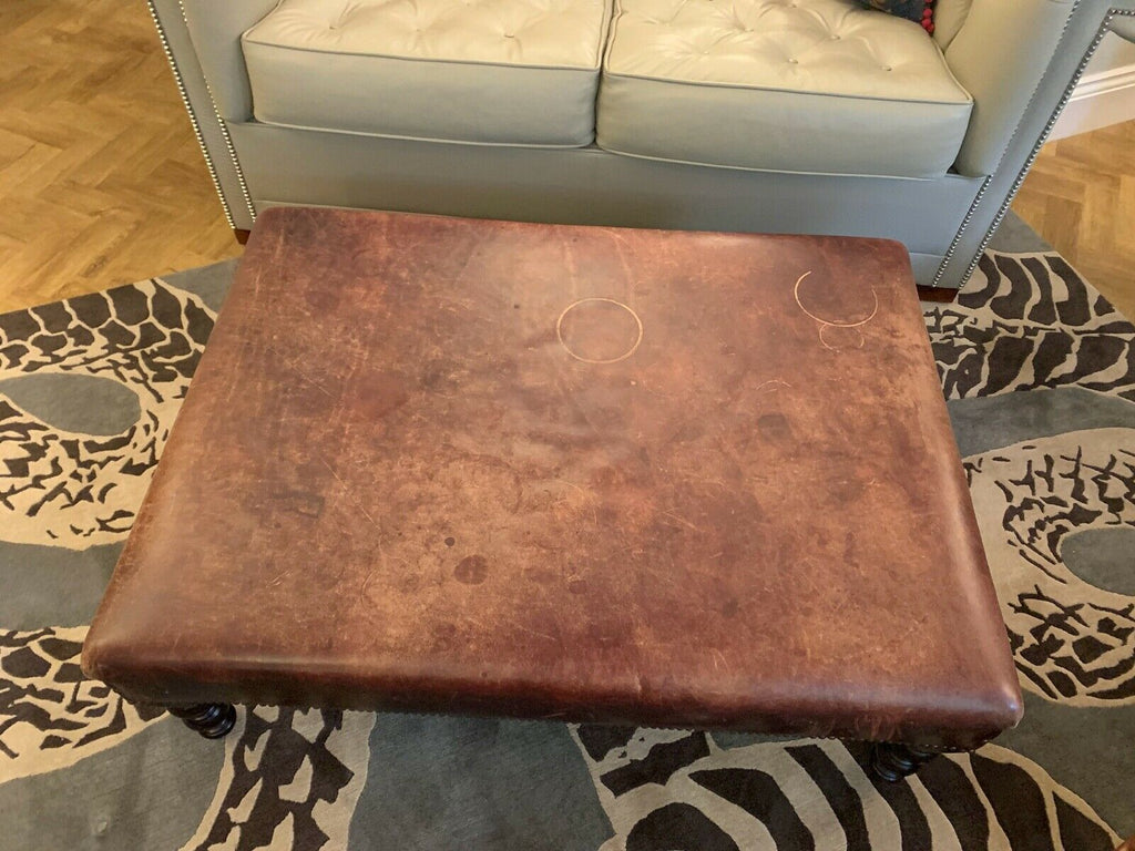 Superb George Smith Brown Leather hand dyed large ottoman foot stool rrp £3200 B