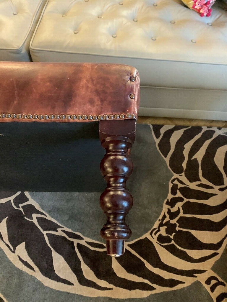 Superb George Smith Brown Leather hand dyed large ottoman foot stool rrp £3200 B