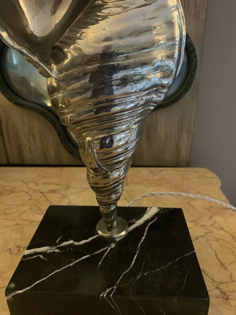 Bella Figura Shell Table Lamp, marble base nickel shell with shade rrp £1850