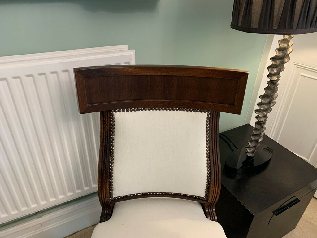 Ex Display George Smith white linen Klysmos  side desk chair rrp £2400