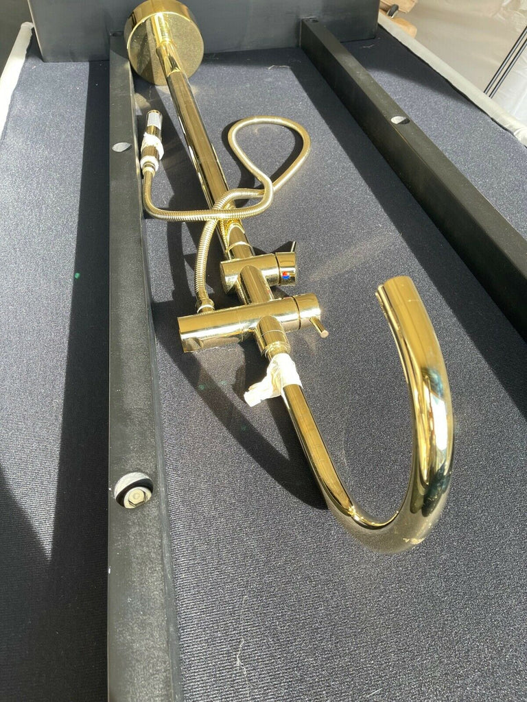 Ex Showhome, Maison Valentina Sierra Symphony round gold bath & taps rrp £26,999